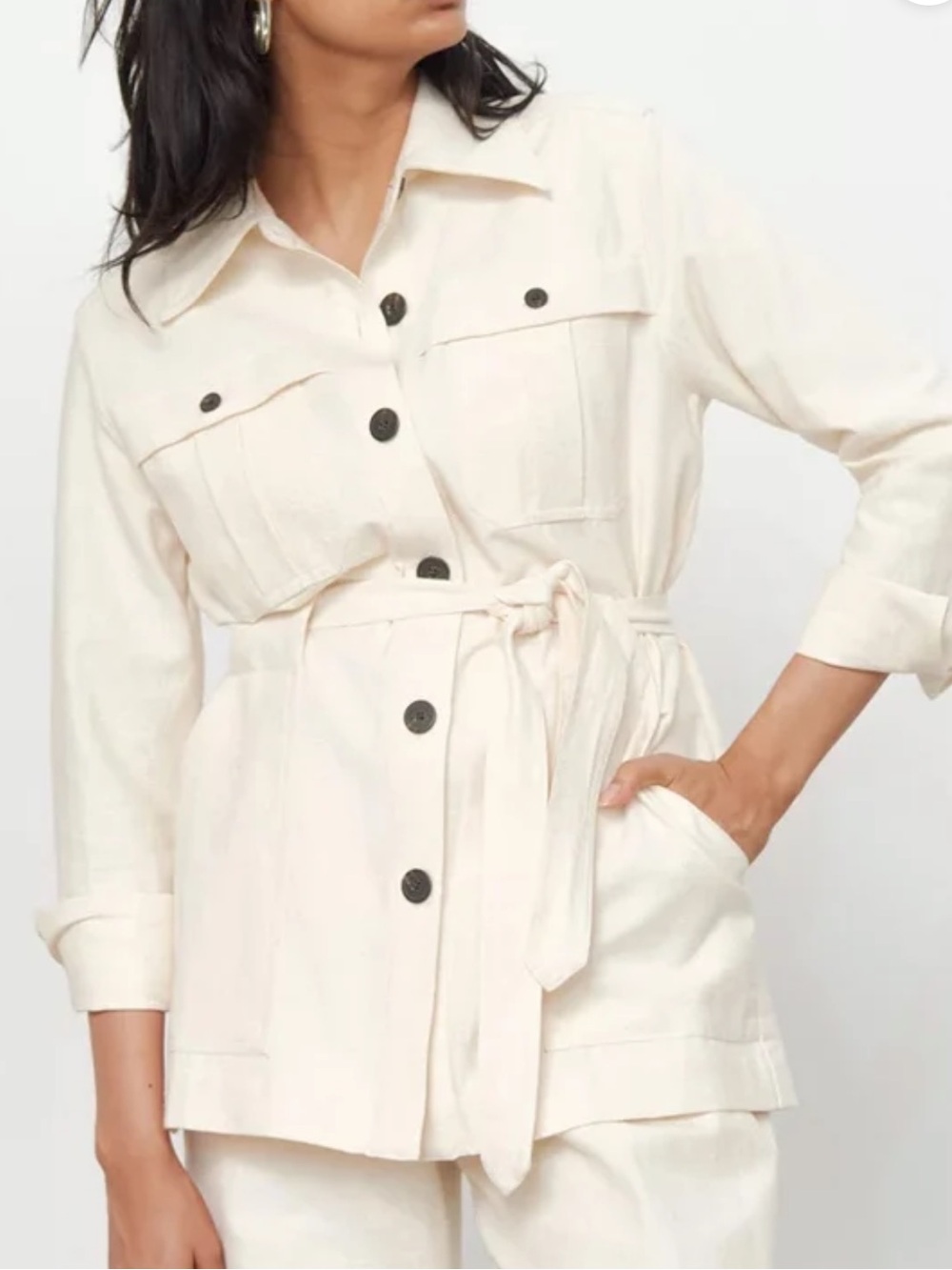 Mara Hoffman Cream Tie-Waist Utility Jacket